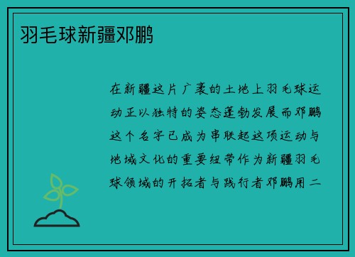 羽毛球新疆邓鹏