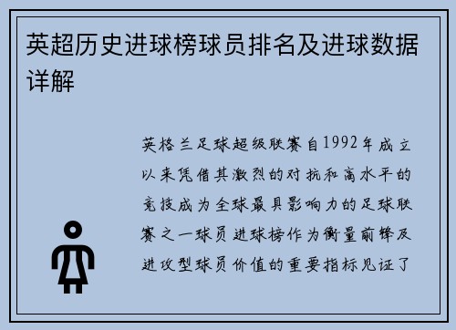 英超历史进球榜球员排名及进球数据详解